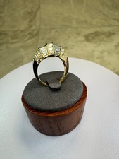 Gold Vermeil 925 CZ Baguette Statement Ring - Size 7.5