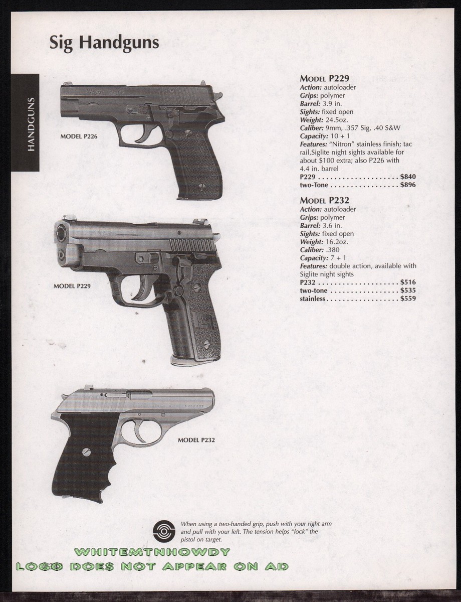 2005 SIG P226, P229, P232 Pistol AD Original Gun Advertising | eBay