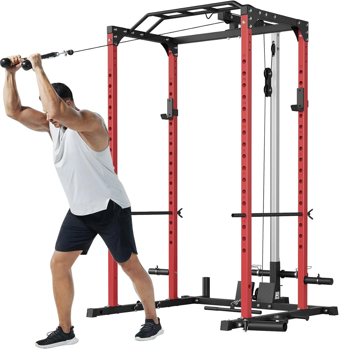 Gabbia Per Squat Zoomyo Basic - Power Rack Per Palestra Casa, Regolabile, Con Attacchi Per Dip E Trazioni - Max Carico 200 Kg