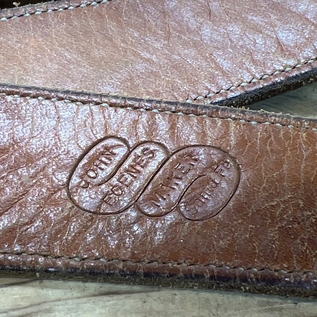 1970's John Egenes Maker Brown Leather Tooled Belt w/ Silver 1970's John Egenes Maker Brown Leather Tooled Belt w/ Silver