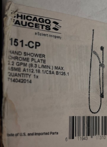 CHICAGO FAUCET Hand Shower Chrome Plated 2.2 Gpm #151 -CP - Picture 10 of 10