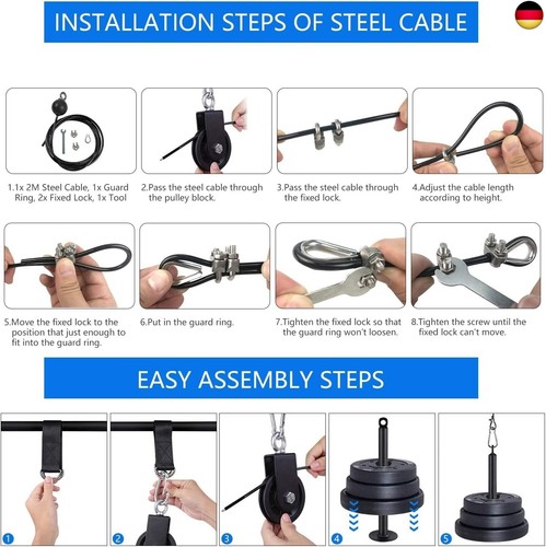 LFJ Fitness Latzug Gym Kabelzug Unterarmtrainer Arm-Krafttraining Trizeps Seil - Bild 4 von 6