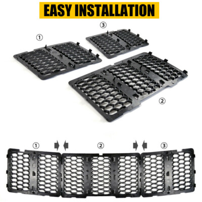 7-Piece Chrome Black Honeycomb Mesh Grille Kit For 2014-2018 Jeep Cherokee