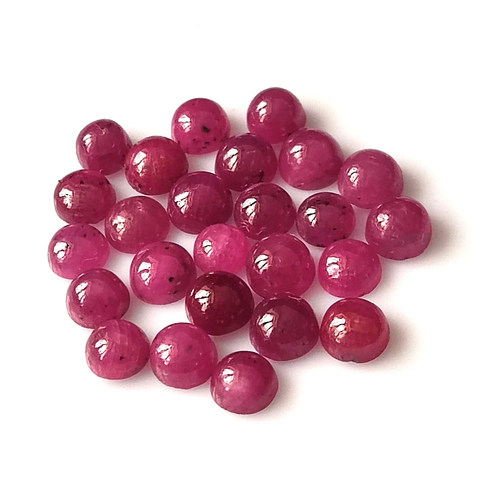 Genuine Ruby Cabochon 4X4 mm Round Cut Natural Unheated Loose Gemstone 25 Pieces - Image 3 of 4