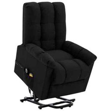 Power Lift Massage Recliner Black Fabric vidaXL