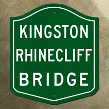 New York Kingston Rhinecliff Bridge highway road sign shield 1965 green 11x12