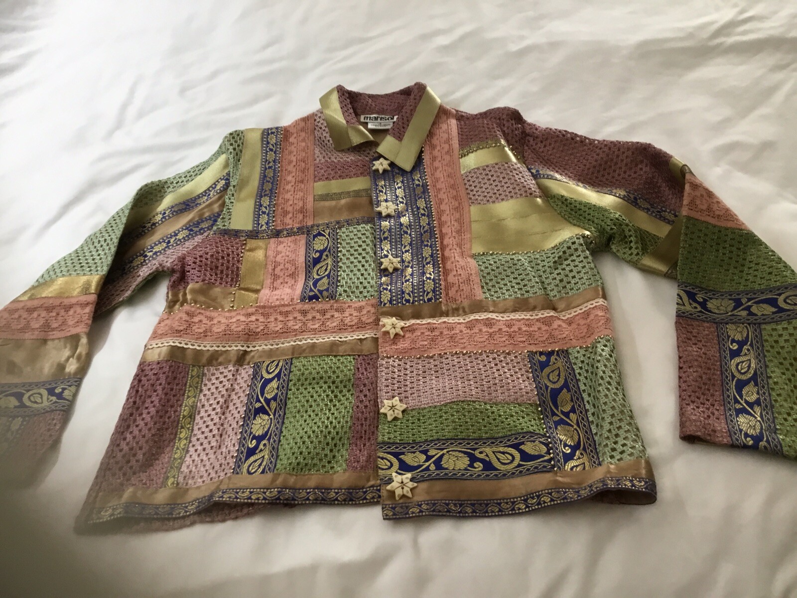 Marisol Patchwork Jacket Star buttons up front  S… - image 2