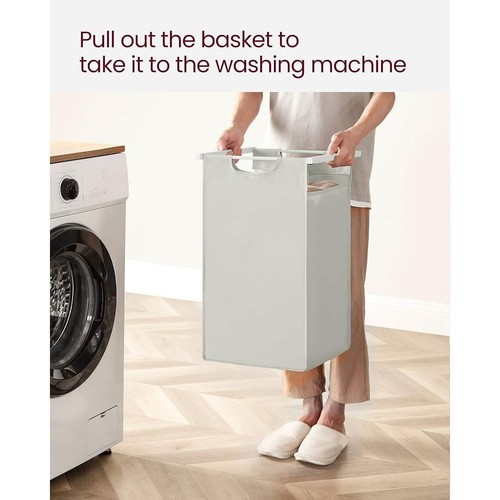 2-Basket Laundry Hamper Sorter White Frame Removable Bags and Top Storage Shelf - Picture 3 of 3