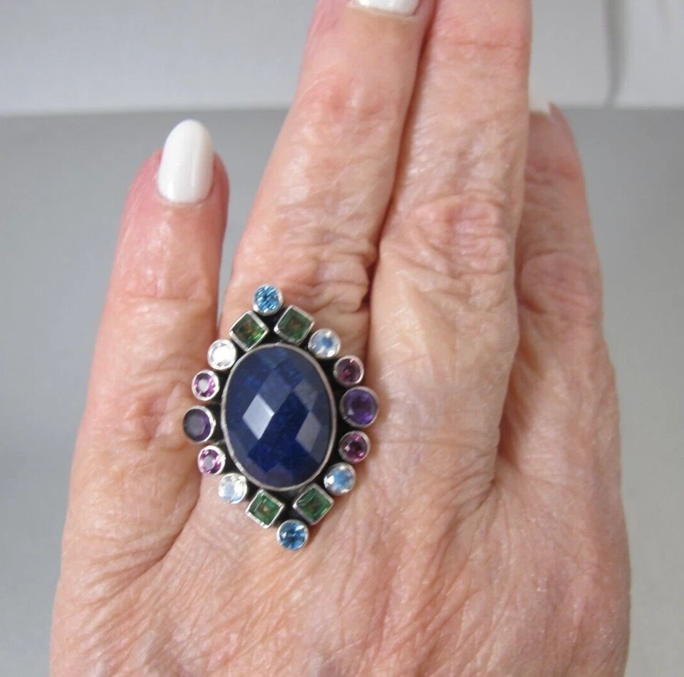 Anillo Nicky Butler 925 con múltiples piedras preciosas de lapislázuli de ley talla 8,50 Foto 4 de 4
