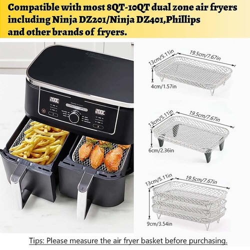 Rectangle Air Fryer Rack Accessories for Ninja Dual Air Fryer AF300UK AF400UK - Picture 3 of 13