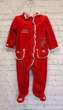 Little Me My First Christmas 9m Sleeper Romper Girls Velvet Soft Lace Red White