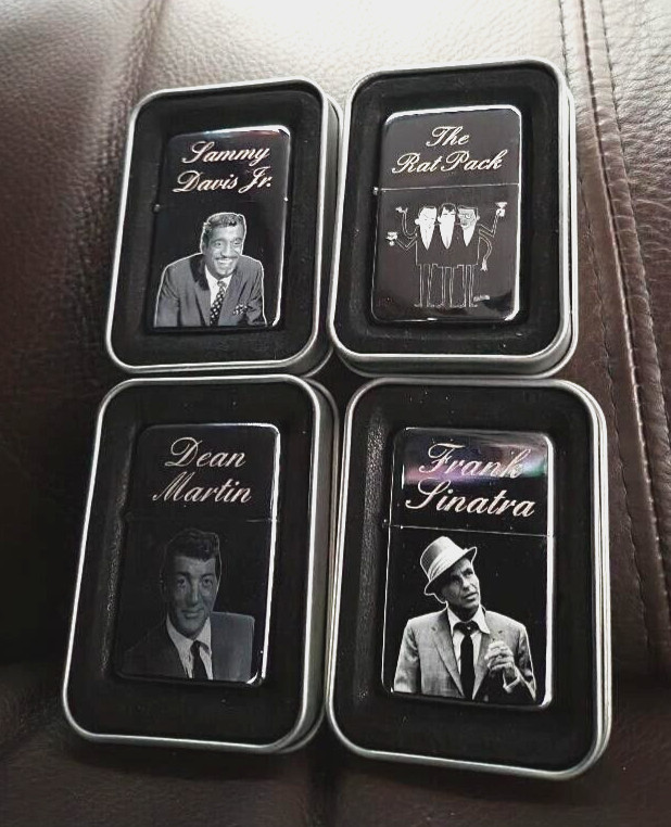 RAT PACK TRIBUTE LIGHTER SET OF 4 - FRANK SINATRA - DEAN MARTIN - SAMMY DAVIS Jr