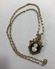 Vintage Double Sided Cameo Pendant Necklace
