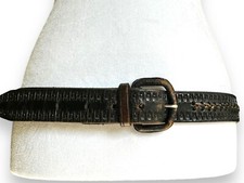 Vtg Hand Tooled Leather Belt 40in Western Mexico Braided Brown