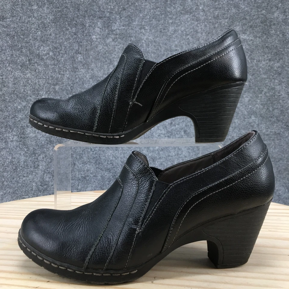 I Love Comfort Boots Womens 8M Celia Casual Low Ankle Bootie Black Leather Heels - Image 2 of 4