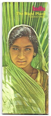 Vintage Indien Karte Regionen Reise Touristen Prospekt 1976