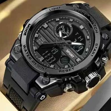 Mens sport watch black with alarm 739-black