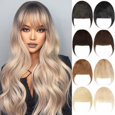 100% REAL Clip in on Fringe Air Bangs Thin Hair Extensions Front Wispy Hairpiece