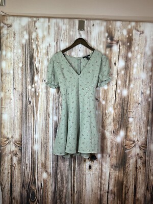 Forever 21 Green Floral Aline Dress Size Large | eBay