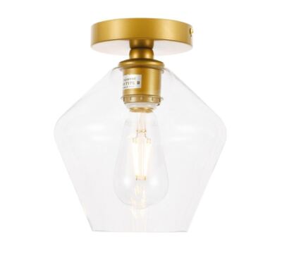 Glass Shade Brass Kitchen Bathroom Hallway Flush Mount Ceiling Light Fixture