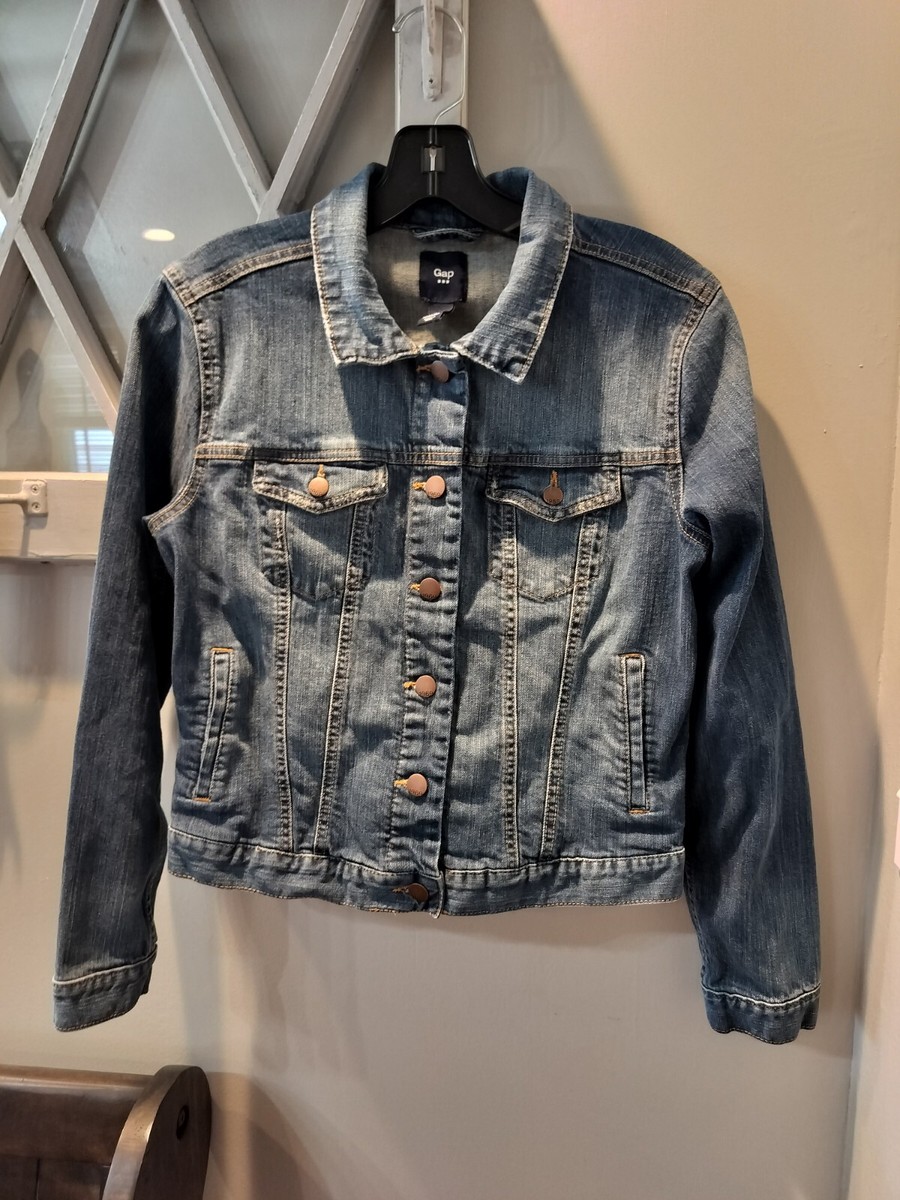 GAP 1969 Light Distressed Wash Denim Jacket Women's Size M