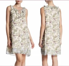 Max Studio Floral Sleeveless Keyhole Mini Dress Flowy  Summer Size S