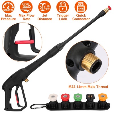 High Pressure 3000PSI Car Washer Gun Spray Wand Nozzle Cleaning Sprayer Kits USA