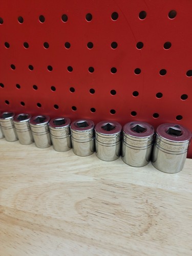 Juego de enchufes poco profundos cromados Snap-on 3/8"-1-1/8" 13 piezas BONITO 1/2" Drive 6 puntos - Imagen 9 de 12