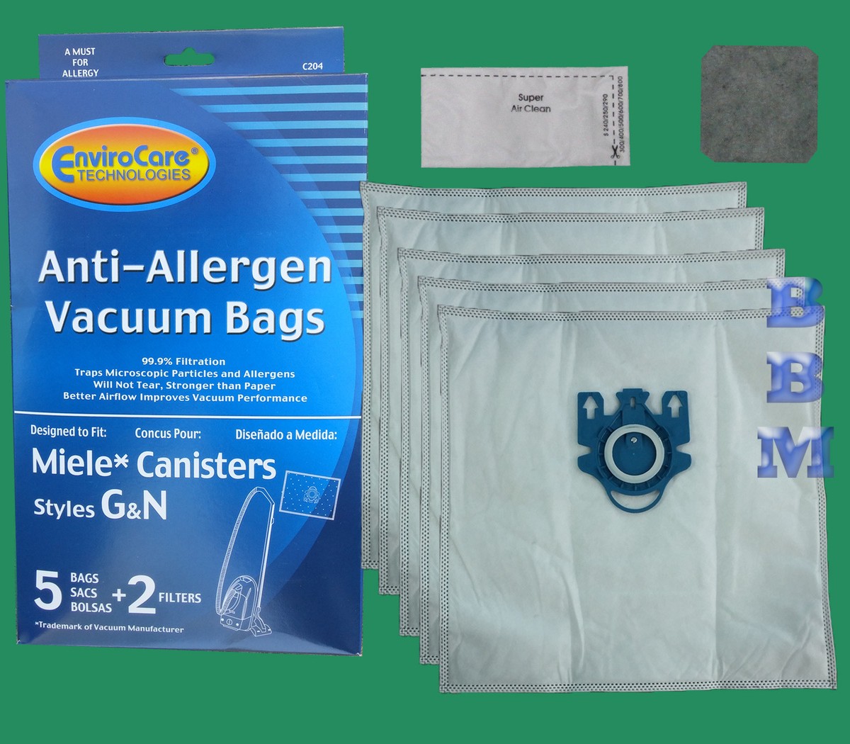 5 Deluxe HEPA Fits For Miele G & N Bags 7189520 Blue Moon