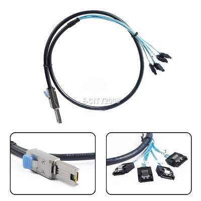 NEW SFF-8088 TO 4x SATA 7Pin Mini-SAS 26P TO 4SATA cable 1M 