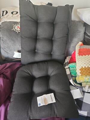 The Gripper Non-Slip Rocking Chair Cushion set (2-Piece) BLACK NWT