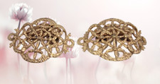 VINTAGE MUSI Gold Tone Filigree Shoe Clips - Delicate Floral Design Signed