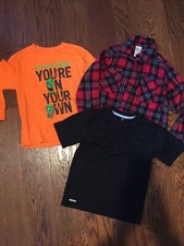 Boys Sz 8 M Shirts lot of 3 Plaid Button Down Zombies Long Sleeve Starter GUC