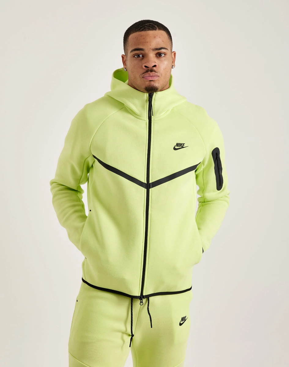NWT MEN NIKE TECH FULL-ZIP FLEECE WINDRUNNER Light Lemon Twist