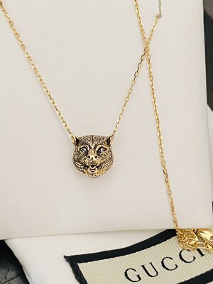 Unworn 18k Gold Gucci Le Marche Des Merveilles Feline Head Pink