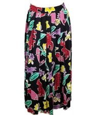 Segue Vintage colorful pleated mid calf 100 rayon skirt size 8