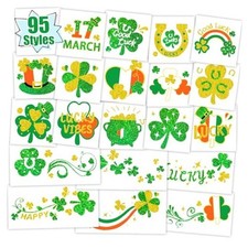 Glitter Temporary Tattoos for St Patrick's Day, 95 Styles Shamrock Face