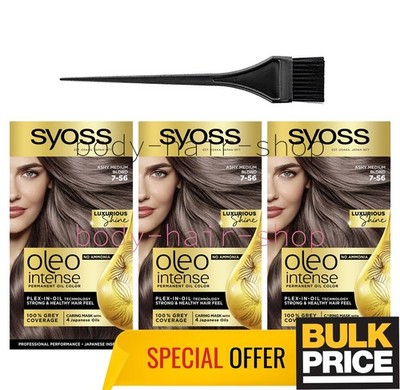 Syoss Oleo 7-56 Ashy Medium Blond Intense Elegant Cool-Toned Hair Color 3-Pack