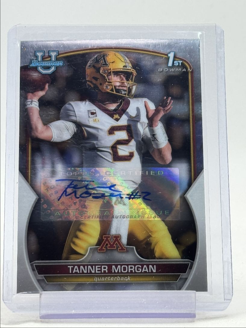 TANNER MORGAN 2022 BOWMAN UNIVERSITY CHROME 1ST AUTOGRAPH AUTO Q2161