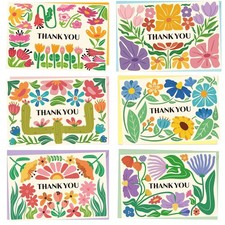 Thank You Cards Bulk with Envelopes Stickers 24pcs, flower thank you card