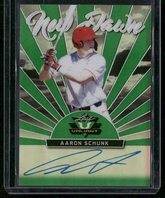 2019 Leaf Valiant #ND-AS1 Aaron Schunk New Dawn Autographs Green #38/99