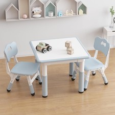 Kids Table 2 Chairs Set for Toddlers,Height Adjustable,Graffiti Desk,Non-Slip