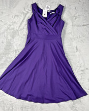 Grace Karin Sleeveless Cross v-Neck Wrap Dress in Purple Classic Flare A-Line M