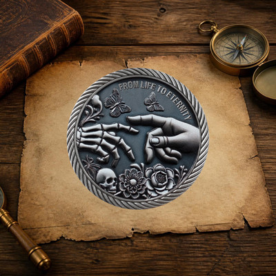 Silver Memento Mori Coin | Stoic Skull Life Token | Stoic Gift