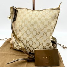 Gucci Shoulder bag GG canvas Sherry line Leather 144388 Y2K Crossbody Auth