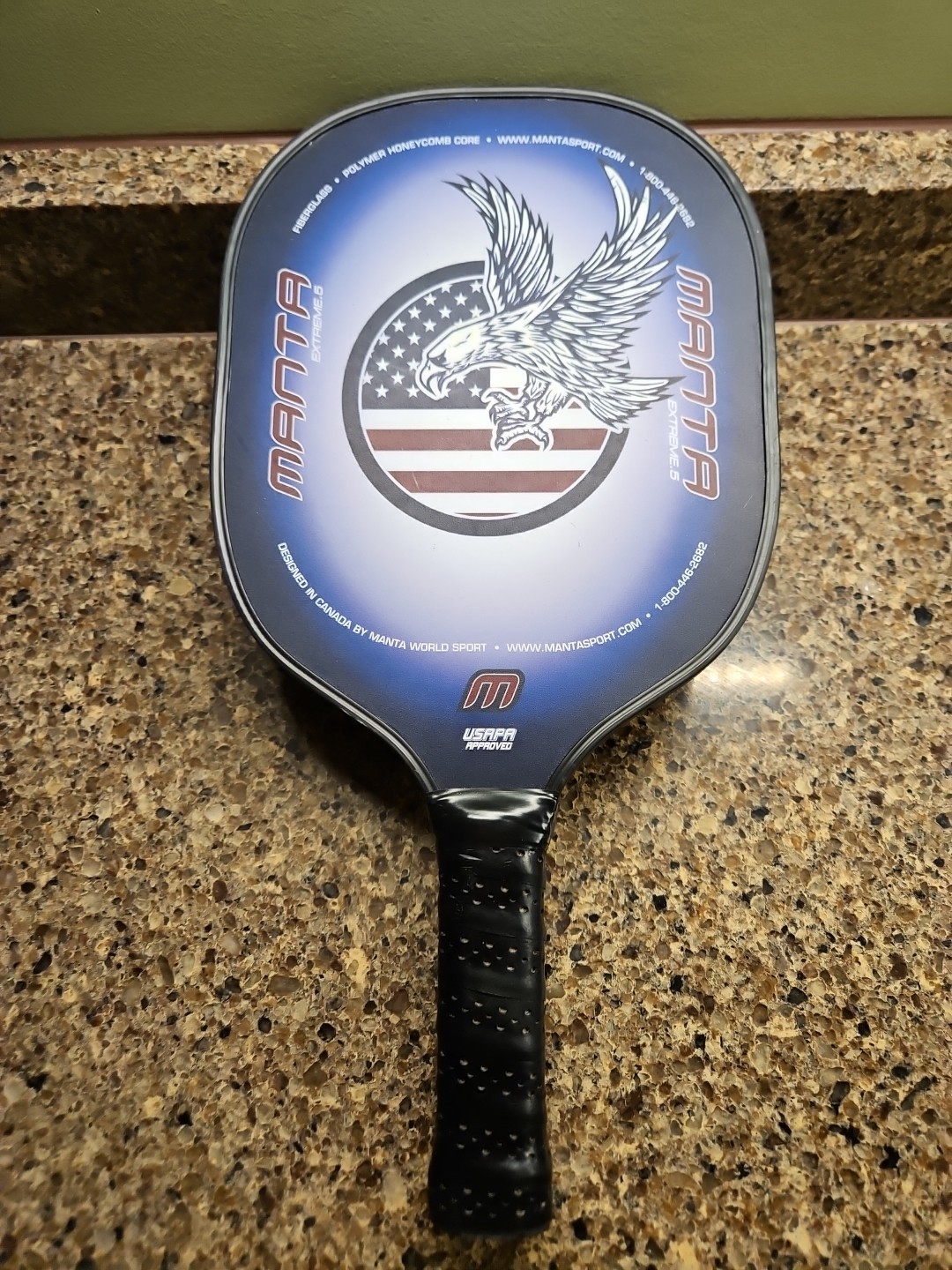 Manta Extreme.5 Pickleball Paddle Eagle Fiberglass Polymer Honeycomb Core