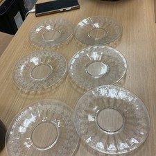 6 Vtg Glass Plate clear 6.0 in 