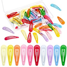 60Pcs Snap Hair Clips for Girls, 2 inch Silicone Coating Colorful Metal Hair Ba