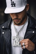 Death Row Records Iced Out Hip Hop Pendant Cuban Link Chain Gold Silver