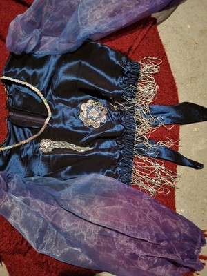 Belly Dance Kleid 2tlg. UNIKAT 44 46 blau glitzer Pailetten orient Tanz